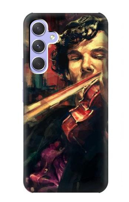 W0723 Violin Art Paint Hard Case and Leather Flip Case For Samsung Galaxy A54 5G