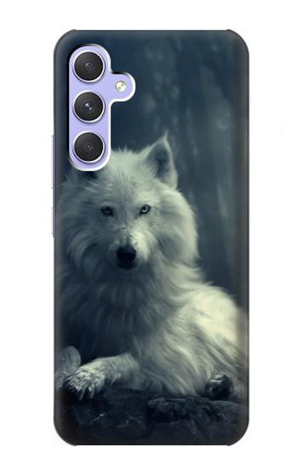 W1516 White Wolf Hard Case and Leather Flip Case For Samsung Galaxy A54 5G