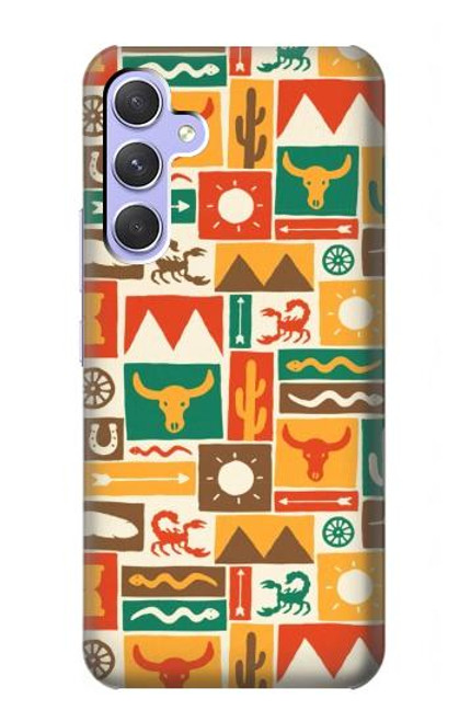 W1873 Western Pattern Hard Case and Leather Flip Case For Samsung Galaxy A54 5G