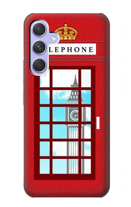 W2059 England British Telephone Box Minimalist Hard Case and Leather Flip Case For Samsung Galaxy A54 5G