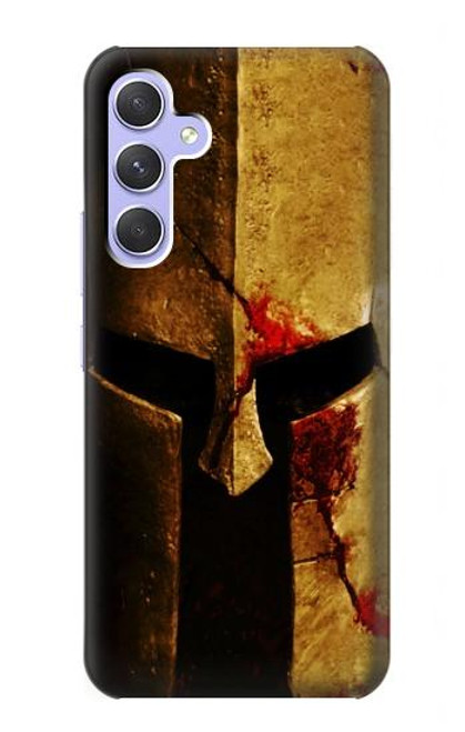 W2439 Warrior Spartan Helmet Hard Case and Leather Flip Case For Samsung Galaxy A54 5G