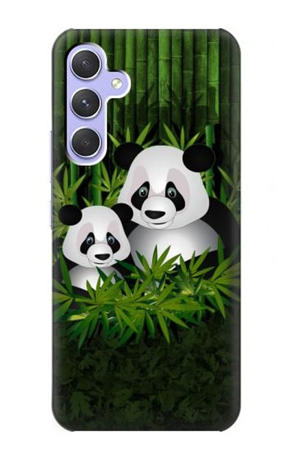 W2441 Panda Family Bamboo Forest Hard Case and Leather Flip Case For Samsung Galaxy A54 5G