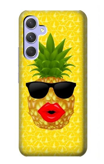 W2443 Funny Pineapple Sunglasses Kiss Hard Case and Leather Flip Case For Samsung Galaxy A54 5G