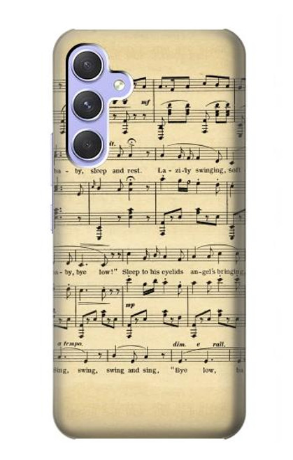 W2504 Vintage Music Sheet Hard Case and Leather Flip Case For Samsung Galaxy A54 5G