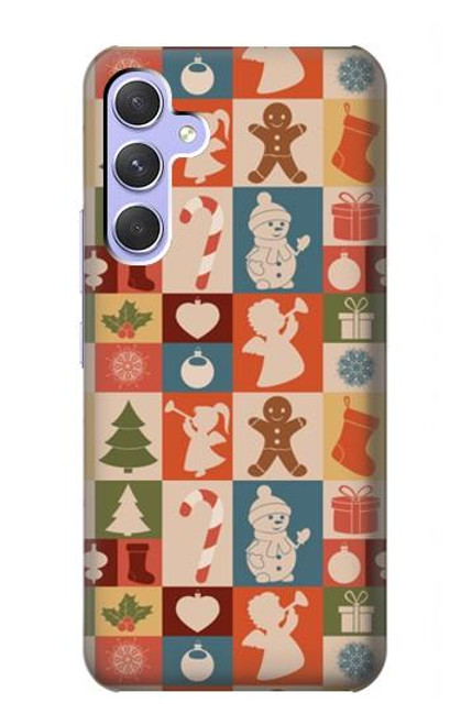W2854 Cute Xmas Pattern Hard Case and Leather Flip Case For Samsung Galaxy A54 5G