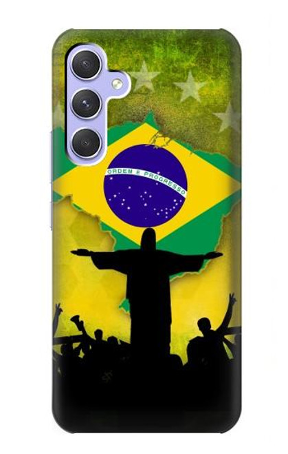 W2981 Brazil Football Soccer Hard Case and Leather Flip Case For Samsung Galaxy A54 5G