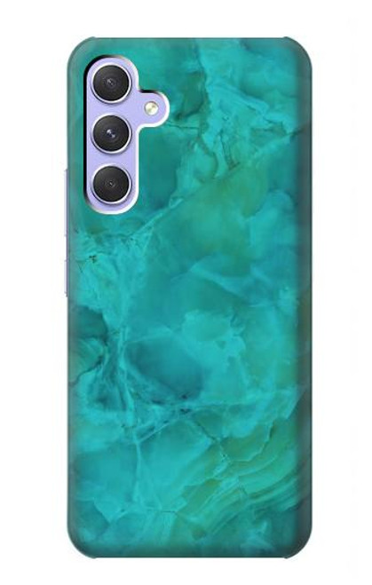 W3147 Aqua Marble Stone Hard Case and Leather Flip Case For Samsung Galaxy A54 5G