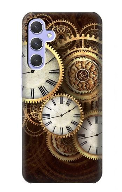 W3172 Gold Clock Live Hard Case and Leather Flip Case For Samsung Galaxy A54 5G