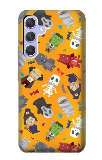 W3275 Cute Halloween Cartoon Pattern Hard Case and Leather Flip Case For Samsung Galaxy A54 5G