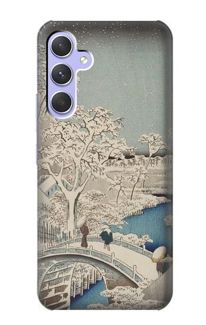 W3350 Utagawa Hiroshige Drum Bridge Yuhi Hill in Meguro Hard Case and Leather Flip Case For Samsung Galaxy A54 5G