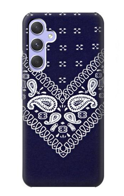 W3357 Navy Blue Bandana Pattern Hard Case and Leather Flip Case For Samsung Galaxy A54 5G