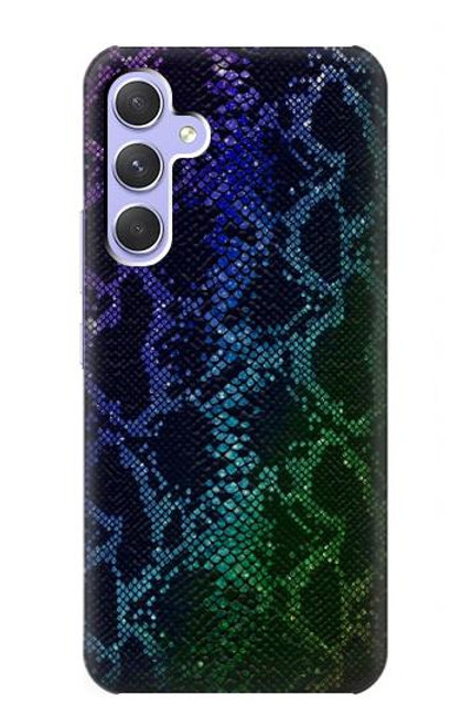 W3366 Rainbow Python Skin Graphic Print Hard Case and Leather Flip Case For Samsung Galaxy A54 5G