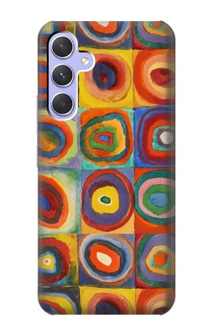 W3409 Squares Concentric Circles Hard Case and Leather Flip Case For Samsung Galaxy A54 5G