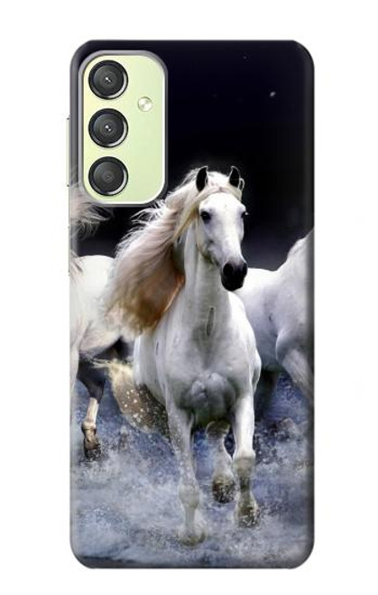 W0246 White Horse Hard Case and Leather Flip Case For Samsung Galaxy A24 4G