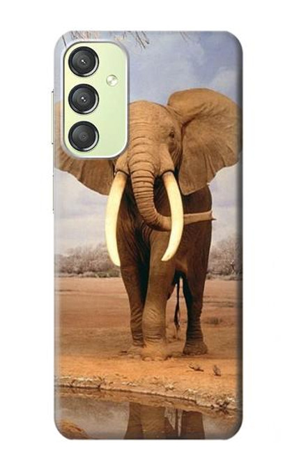 W0310 African Elephant Hard Case and Leather Flip Case For Samsung Galaxy A24 4G