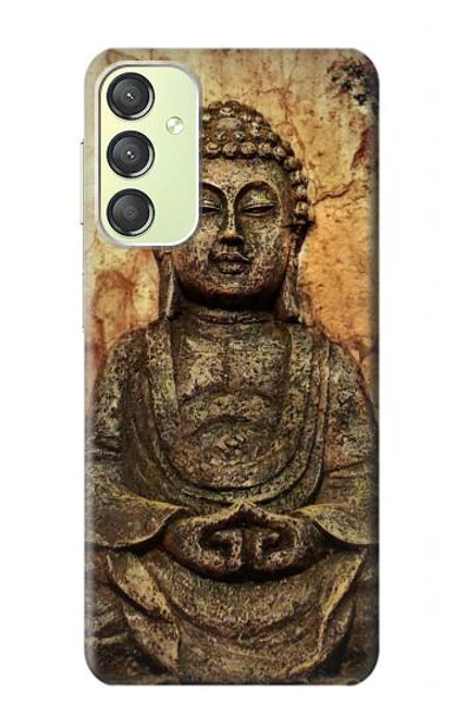 W0344 Buddha Rock Carving Hard Case and Leather Flip Case For Samsung Galaxy A24 4G