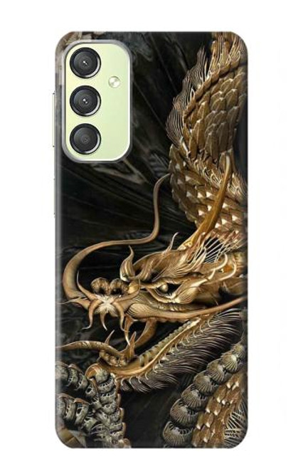 W0426 Gold Dragon Hard Case and Leather Flip Case For Samsung Galaxy A24 4G