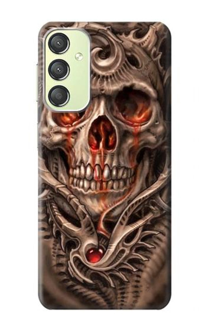 W1675 Skull Blood Tattoo Hard Case and Leather Flip Case For Samsung Galaxy A24 4G