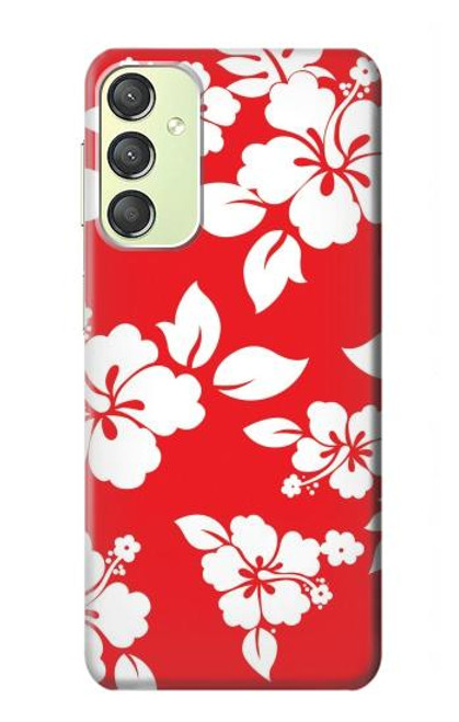 W1949 Hawaiian Hibiscus Pattern Hard Case and Leather Flip Case For Samsung Galaxy A24 4G