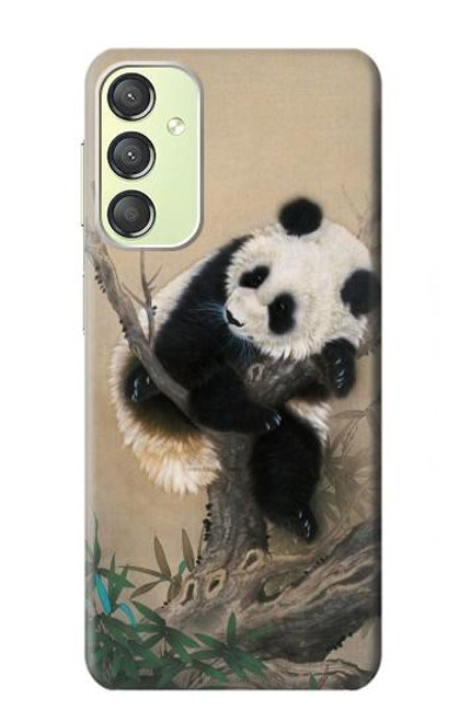 W2210 Panda Fluffy Art Painting Hard Case and Leather Flip Case For Samsung Galaxy A24 4G