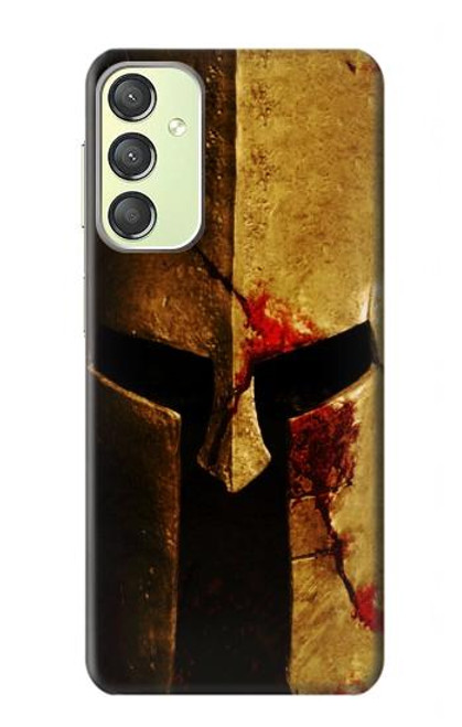 W2439 Warrior Spartan Helmet Hard Case and Leather Flip Case For Samsung Galaxy A24 4G