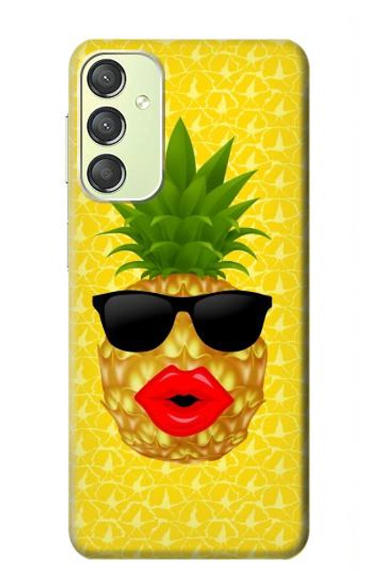 W2443 Funny Pineapple Sunglasses Kiss Hard Case and Leather Flip Case For Samsung Galaxy A24 4G