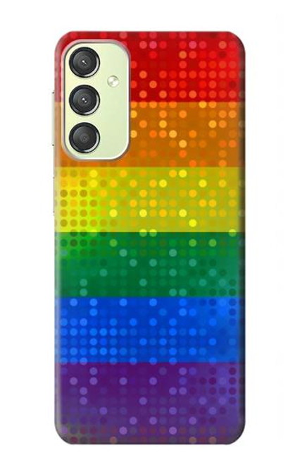 W2683 Rainbow LGBT Pride Flag Hard Case and Leather Flip Case For Samsung Galaxy A24 4G