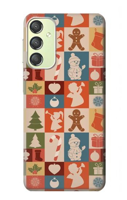 W2854 Cute Xmas Pattern Hard Case and Leather Flip Case For Samsung Galaxy A24 4G