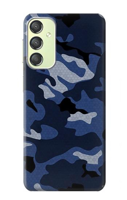 W2959 Navy Blue Camo Camouflage Hard Case and Leather Flip Case For Samsung Galaxy A24 4G