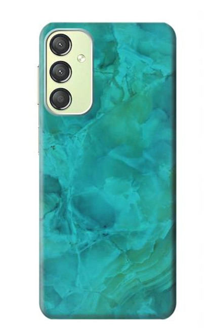 W3147 Aqua Marble Stone Hard Case and Leather Flip Case For Samsung Galaxy A24 4G