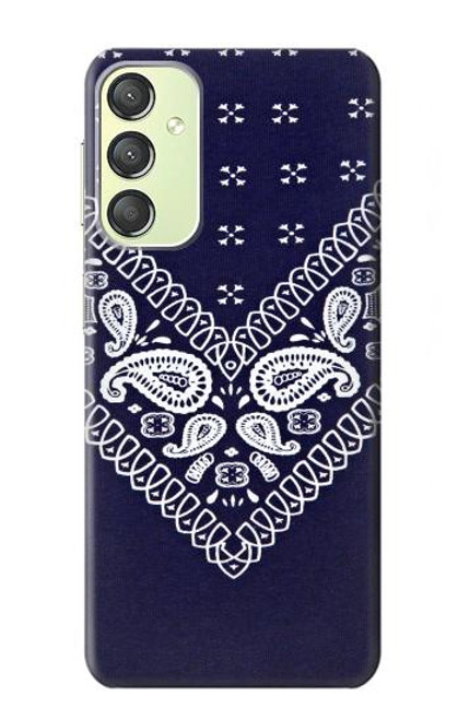 W3357 Navy Blue Bandana Pattern Hard Case and Leather Flip Case For Samsung Galaxy A24 4G