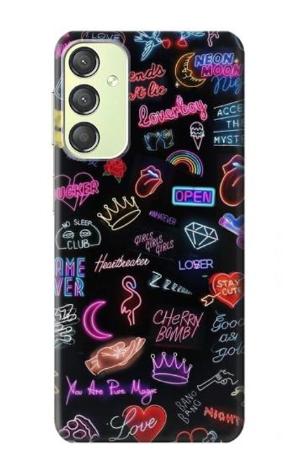 W3433 Vintage Neon Graphic Hard Case and Leather Flip Case For Samsung Galaxy A24 4G