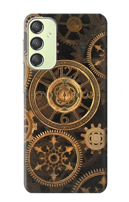 W3442 Clock Gear Hard Case and Leather Flip Case For Samsung Galaxy A24 4G