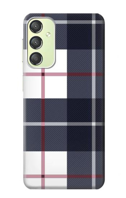 W3452 Plaid Fabric Pattern Hard Case and Leather Flip Case For Samsung Galaxy A24 4G