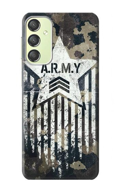 W3666 Army Camo Camouflage Hard Case and Leather Flip Case For Samsung Galaxy A24 4G