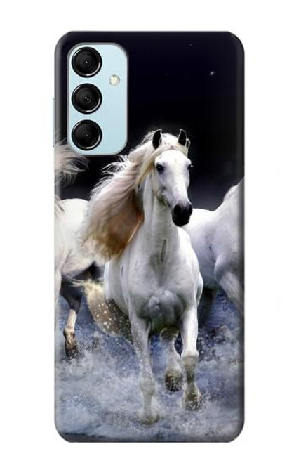 W0246 White Horse Hard Case and Leather Flip Case For Samsung Galaxy M14