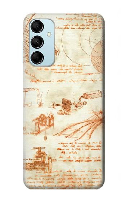 W0566 Technical Drawing Da Vinci Hard Case and Leather Flip Case For Samsung Galaxy M14