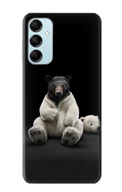 W0878 Black Bear Hard Case and Leather Flip Case For Samsung Galaxy M14