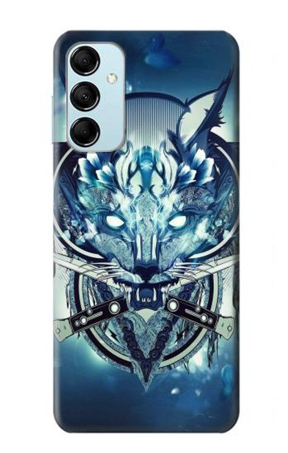 W1135 Wolf with knives Rock Hard Case and Leather Flip Case For Samsung Galaxy M14