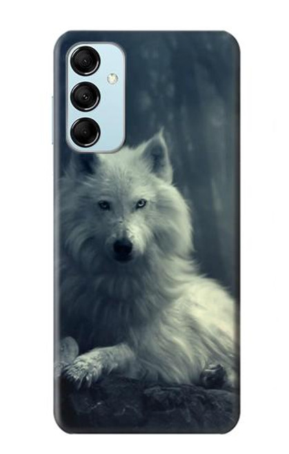 W1516 White Wolf Hard Case and Leather Flip Case For Samsung Galaxy M14