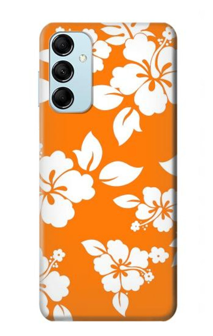 W2245 Hawaiian Hibiscus Orange Pattern Hard Case and Leather Flip Case For Samsung Galaxy M14