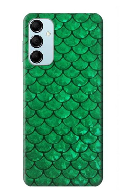 W2704 Green Fish Scale Pattern Graphic Hard Case and Leather Flip Case For Samsung Galaxy M14