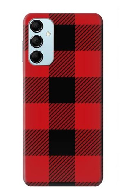 W2931 Red Buffalo Check Pattern Hard Case and Leather Flip Case For Samsung Galaxy M14