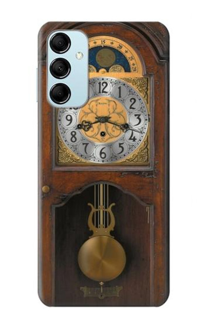 W3173 Grandfather Clock Antique Wall Clock Hard Case and Leather Flip Case For Samsung Galaxy M14