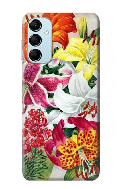 W3205 Retro Art Flowers Hard Case and Leather Flip Case For Samsung Galaxy M14