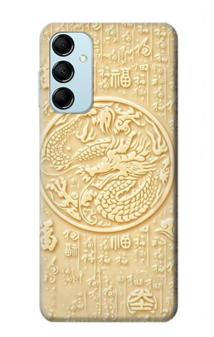 W3288 White Jade Dragon Graphic Painted Hard Case and Leather Flip Case For Samsung Galaxy M14