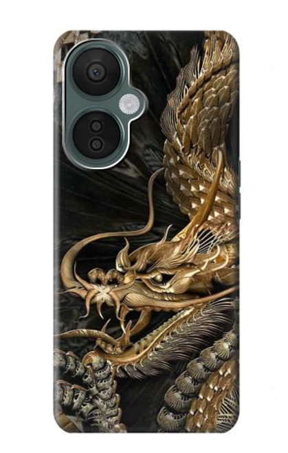 W0426 Gold Dragon Hard Case and Leather Flip Case For OnePlus Nord CE 3 Lite, Nord N30 5G