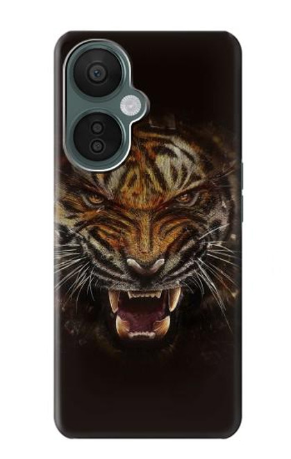 W0575 Tiger Face Hard Case and Leather Flip Case For OnePlus Nord CE 3 Lite, Nord N30 5G