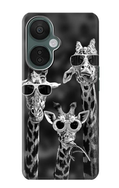 W2327 Giraffes With Sunglasses Hard Case and Leather Flip Case For OnePlus Nord CE 3 Lite, Nord N30 5G