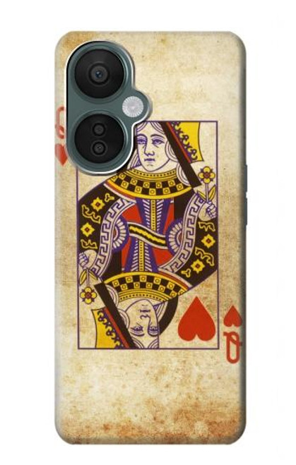 W2833 Poker Card Queen Hearts Hard Case and Leather Flip Case For OnePlus Nord CE 3 Lite, Nord N30 5G